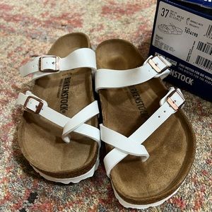 Birkenstock white leather sandals sz 37 NIB!